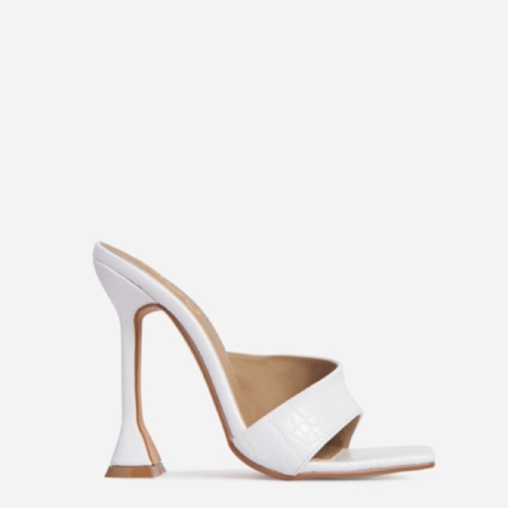 Luv Cross Strap Square Toe Heels